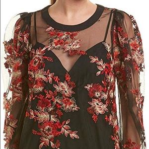 BGBGMaxazria - Black mesh top with embroidery